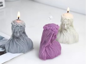 Molde silicona mujer con velo y flores